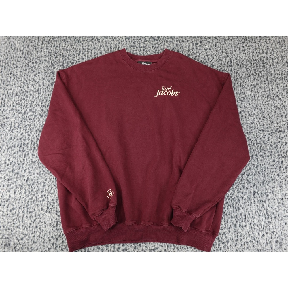 Karl Jacobs Sweatshirt Mens Medium Burgundy Originals 2021 Logo Crewneck